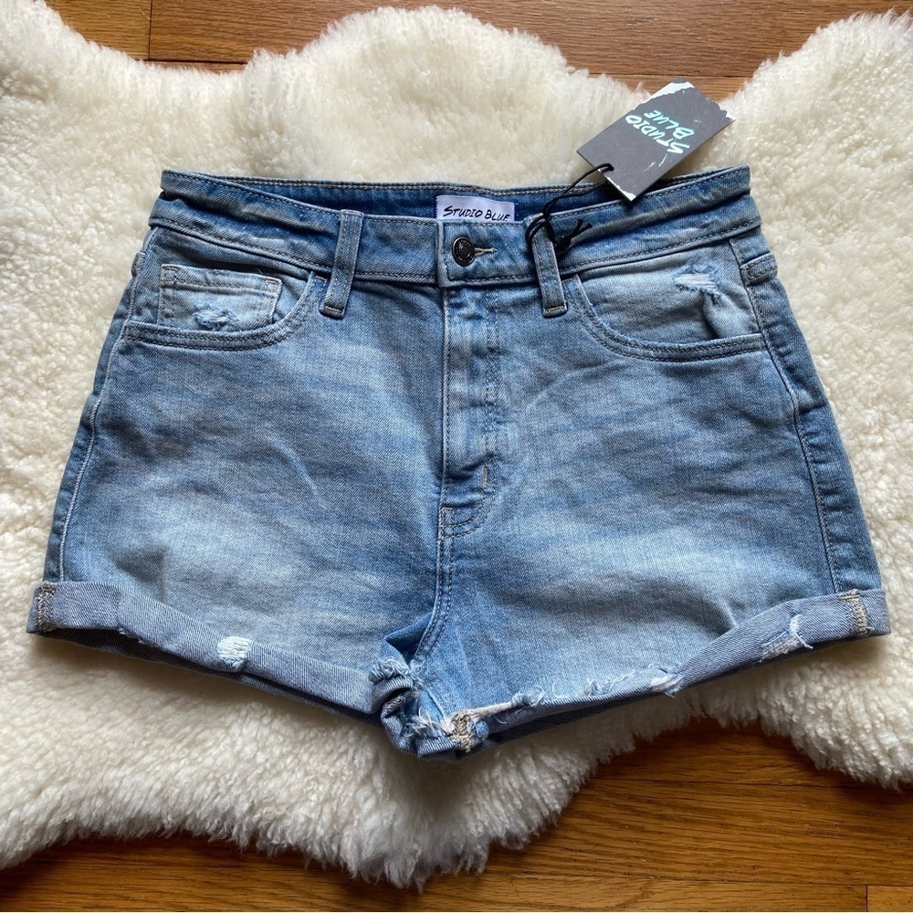 Studio Blue High Rise Rolled Cuff Denim Cutoffs NWT
